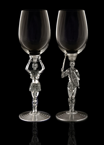 Andy C Tribal Range Pair Wine glass - red set